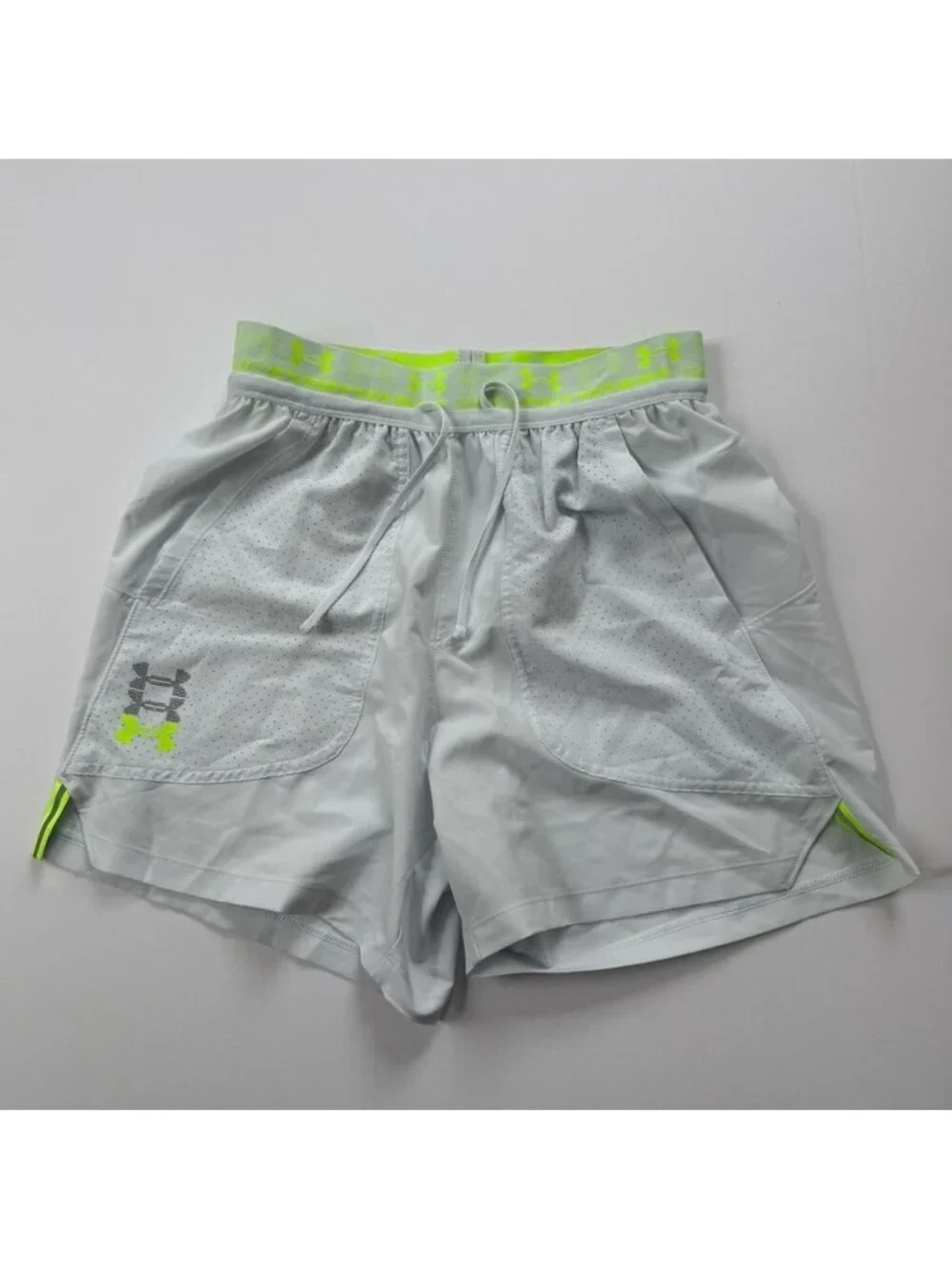 Under Armour Run Anywhere Running Shorts Neon Waistband Athletic Size S